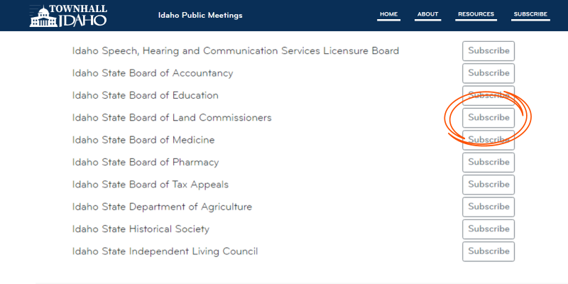 Townhall.Idaho.gov subscribe infographic
