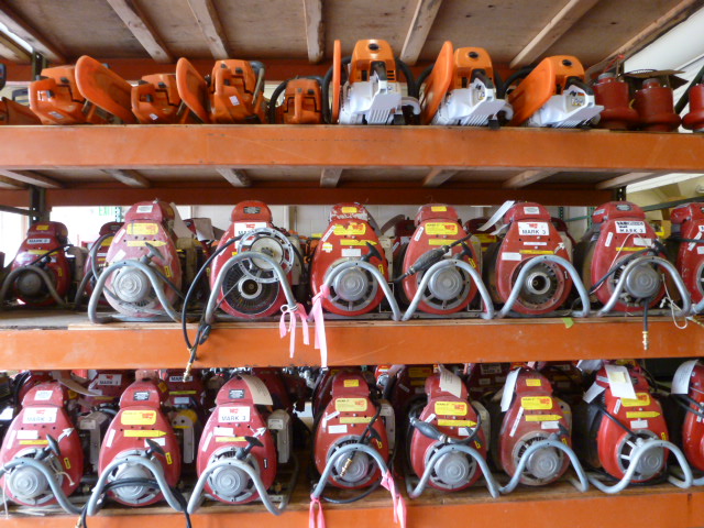 pumps on shelves