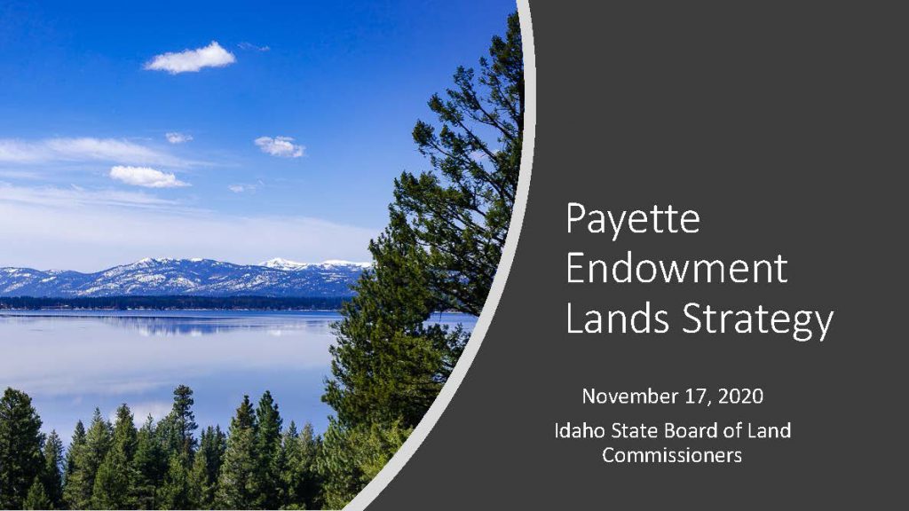 Payette Endowment Lands - McCall Plan PowerPoint Cover