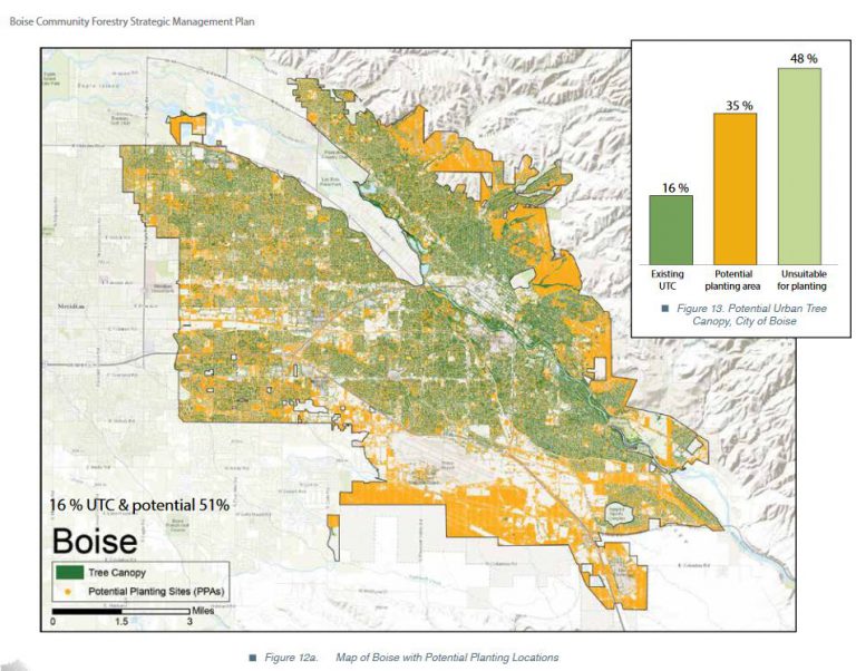 Potential Urban Tree Canopy city of Boise map
