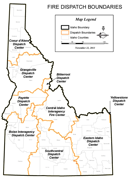 Idaho Fire Dispatch Zone Boundaries