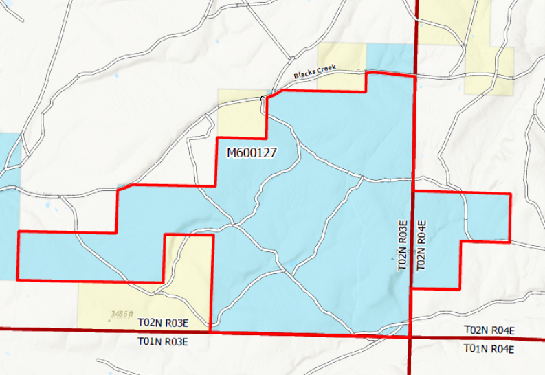 Map of Blacks Creek for Solar Lease